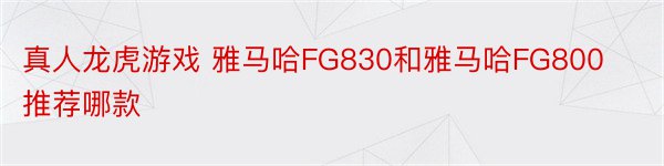 真人龙虎游戏 雅马哈FG830和雅马哈FG800推荐哪款