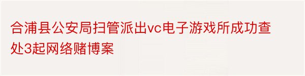 合浦县公安局扫管派出vc电子游戏所成功查处3起网络赌博案